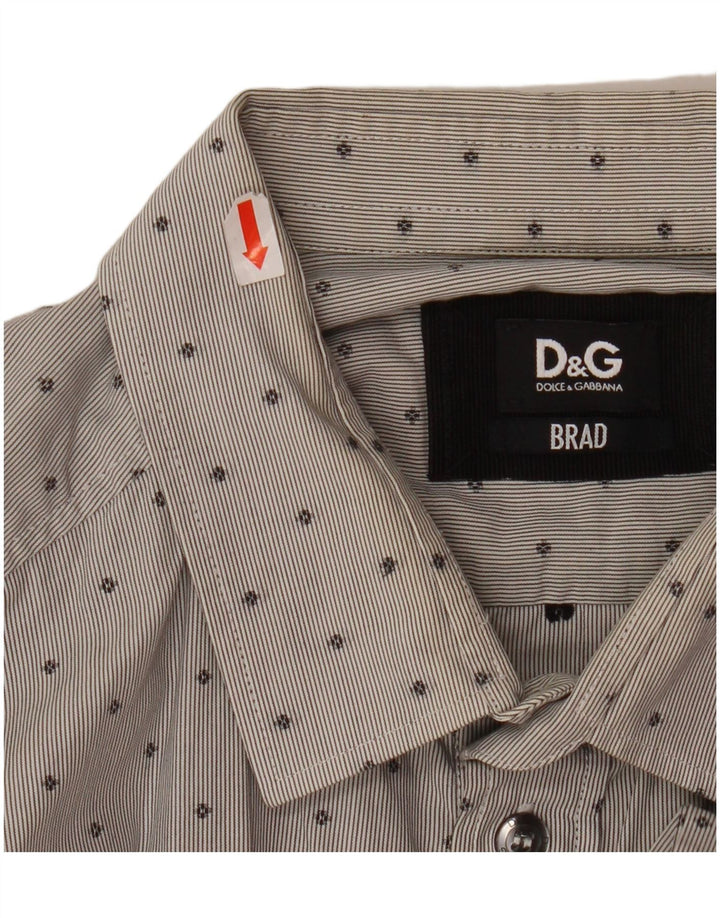 Cămașă BRAD DOLCE & GABBANA pentru bărbați, bumbac cu pete, gri mediu