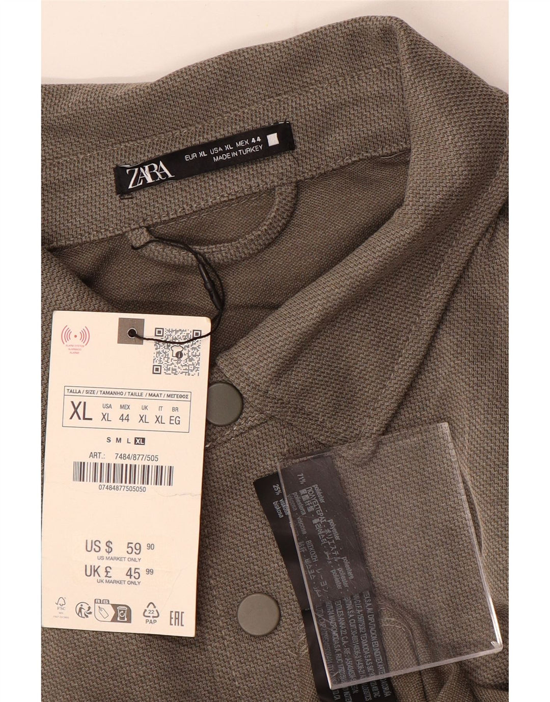 Cămașă de flanel pentru bărbați Zara XL Maro Poliester