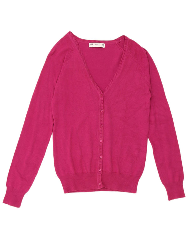 Pulover cardigan pentru femei Zara UK 14 mare bumbac roz