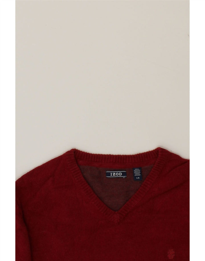 IZOD Mens V-Neck Jumper Sweater Large Red Cotton Vintage Izod and Second-Hand Izod from Messina Hembry 