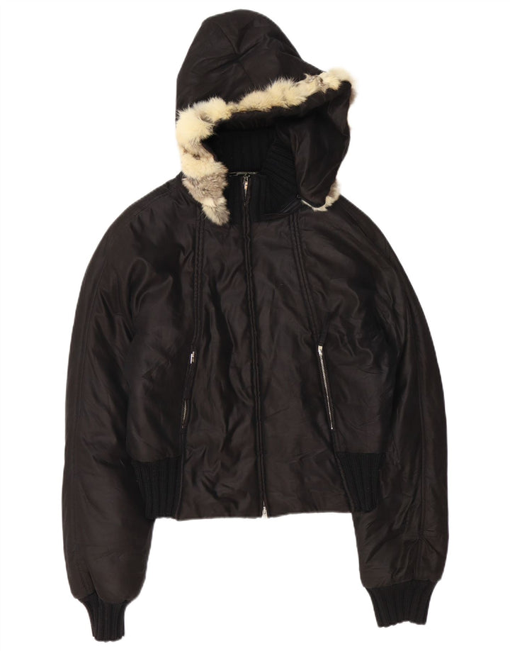 Jachetă căptușită cu glugă pentru femei TRUSSARDI JEANS IT 44 Poliamidă neagră medie