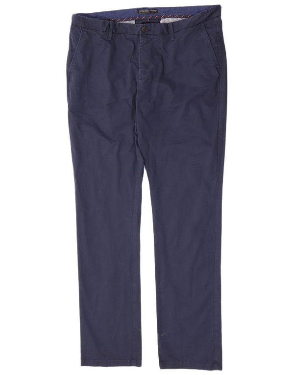 Pantaloni chino drepți pentru bărbați Zara EU 48 XL W38 L34 Bumbac bleumarin
