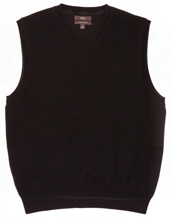 Marks & Spencer Mens Vest Tank Top XL Black Bumbac