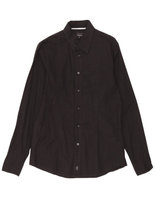 Cămașă pentru bărbați Calvin Klein Jeans, bumbac negru mediu