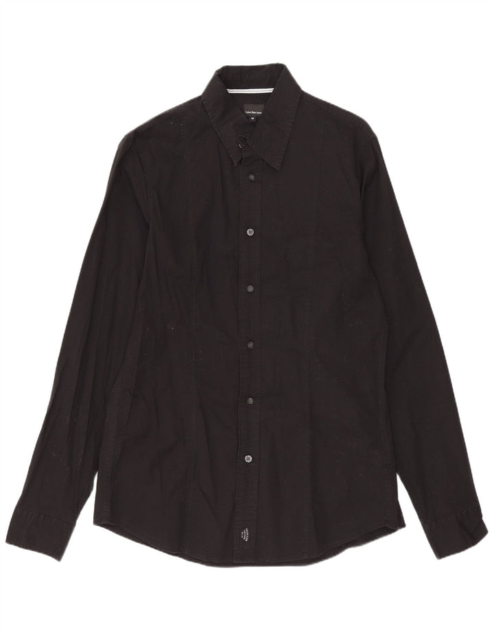 Cămașă pentru bărbați Calvin Klein Jeans, bumbac negru mediu