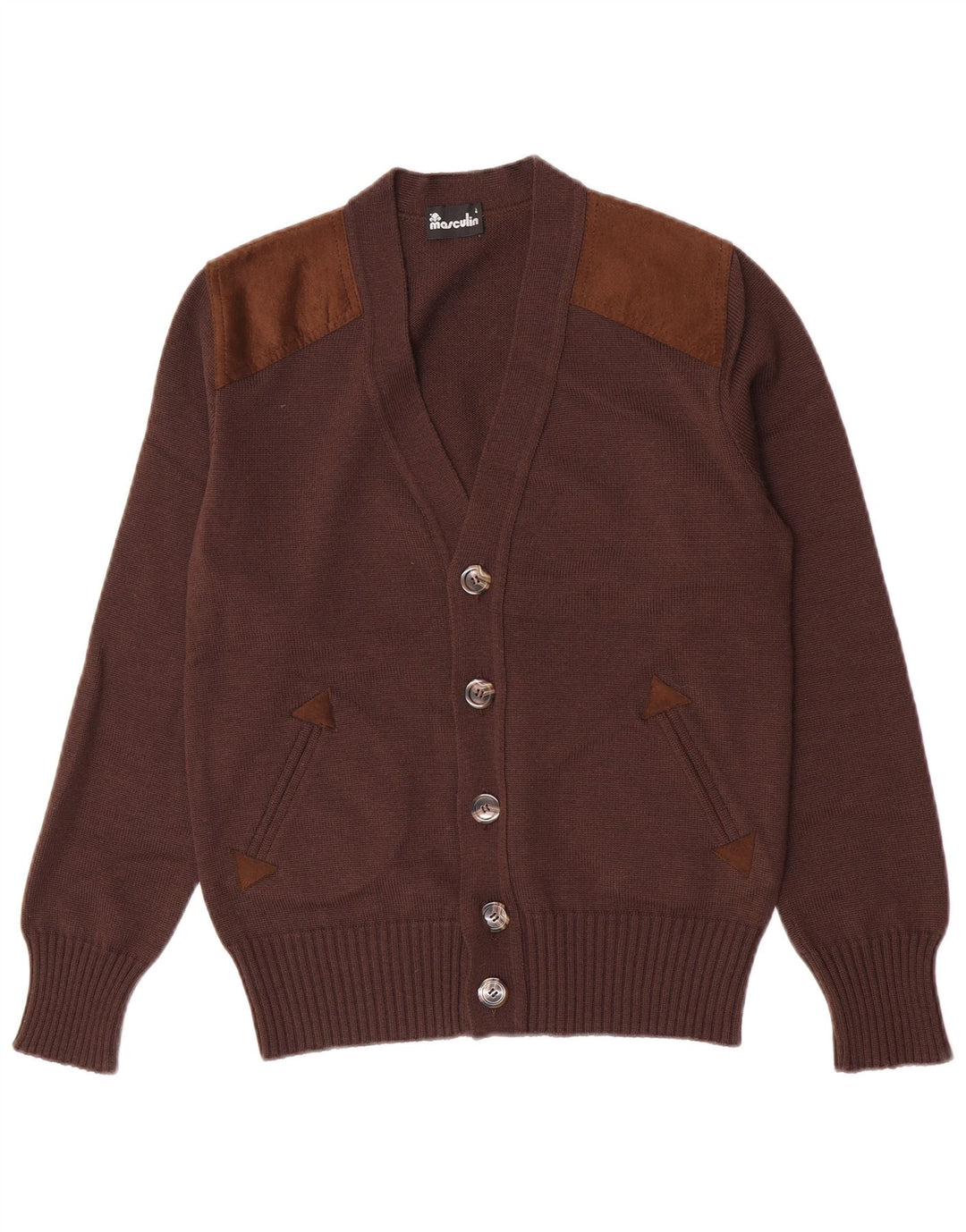 Masculin Pulover Cardigan Bărbați Mic Maro Lână Nouă