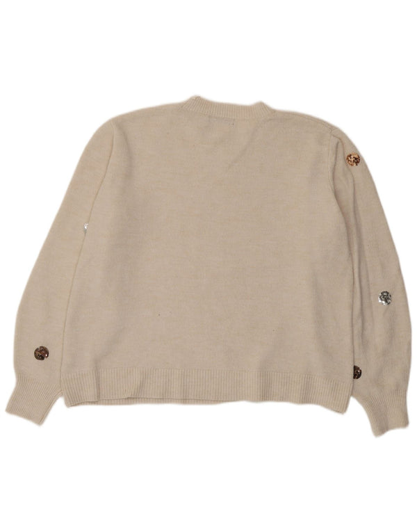 Pulover pentru femei Marks & Spencer cu decolteu rotund, UK 18 XL, cu pete alb