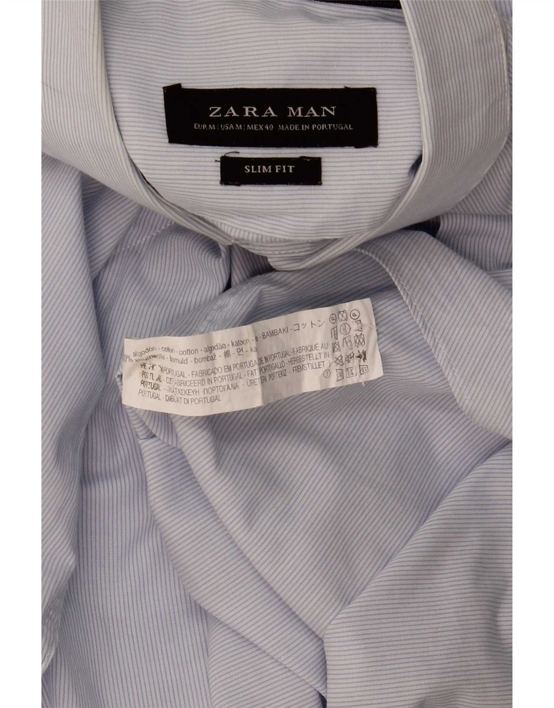 Cămașă pentru bărbați Zara Slim Fit Bumbac cu dungi albastre medii