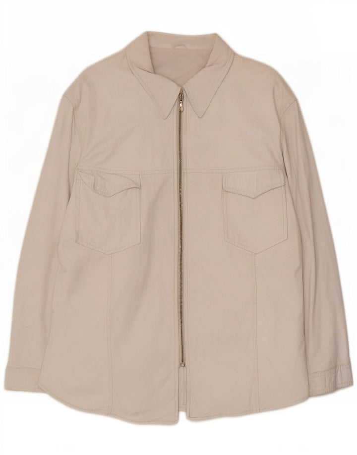 Cămașă din piele Vintage pentru damă IT 46 Large White