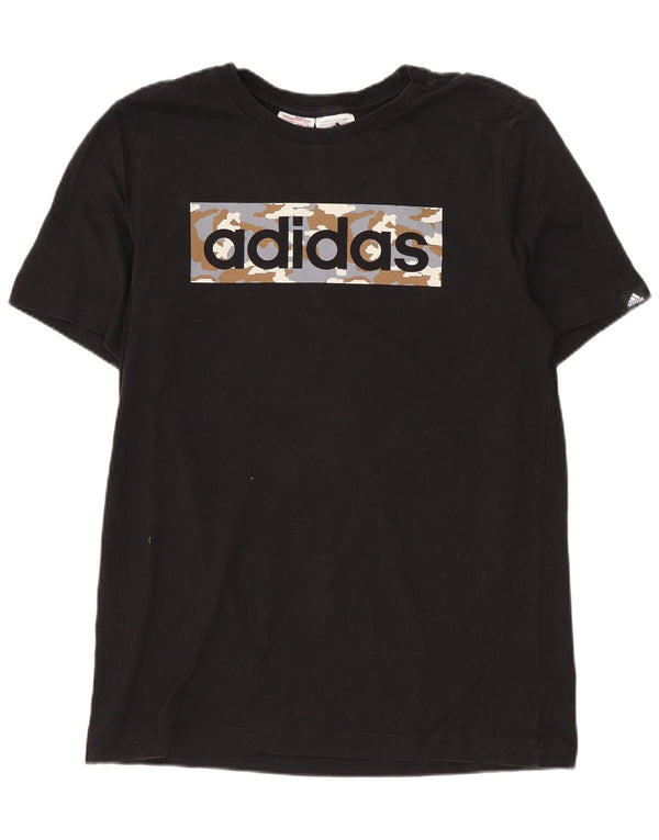 Tricou grafic Adidas pentru băieți Top 13-14 ani bumbac negru