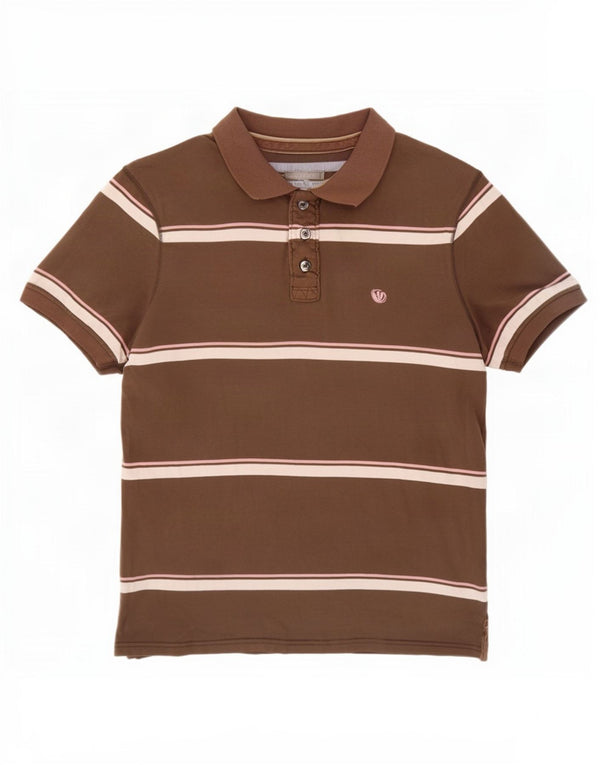 Tricou polo pentru bărbați Fat Face, bumbac cu dungi maro mediu