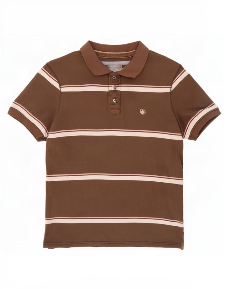 Tricou polo pentru bărbați Fat Face, bumbac cu dungi maro mediu