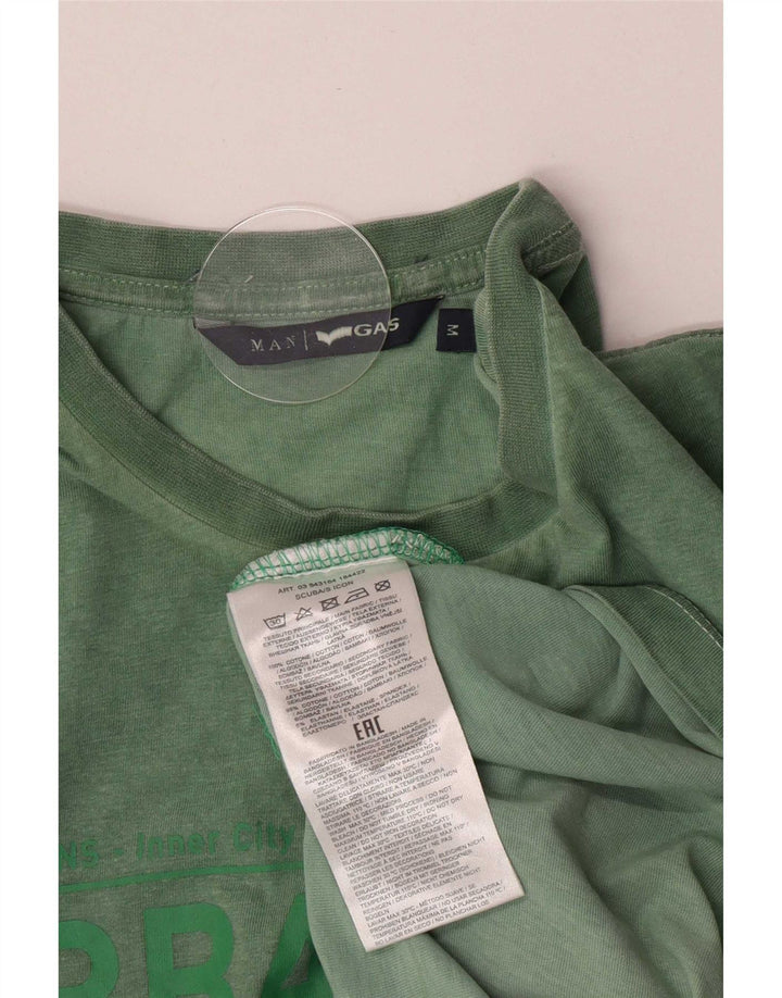 Tricou grafic pentru bărbați Gas Top din bumbac verde mediu