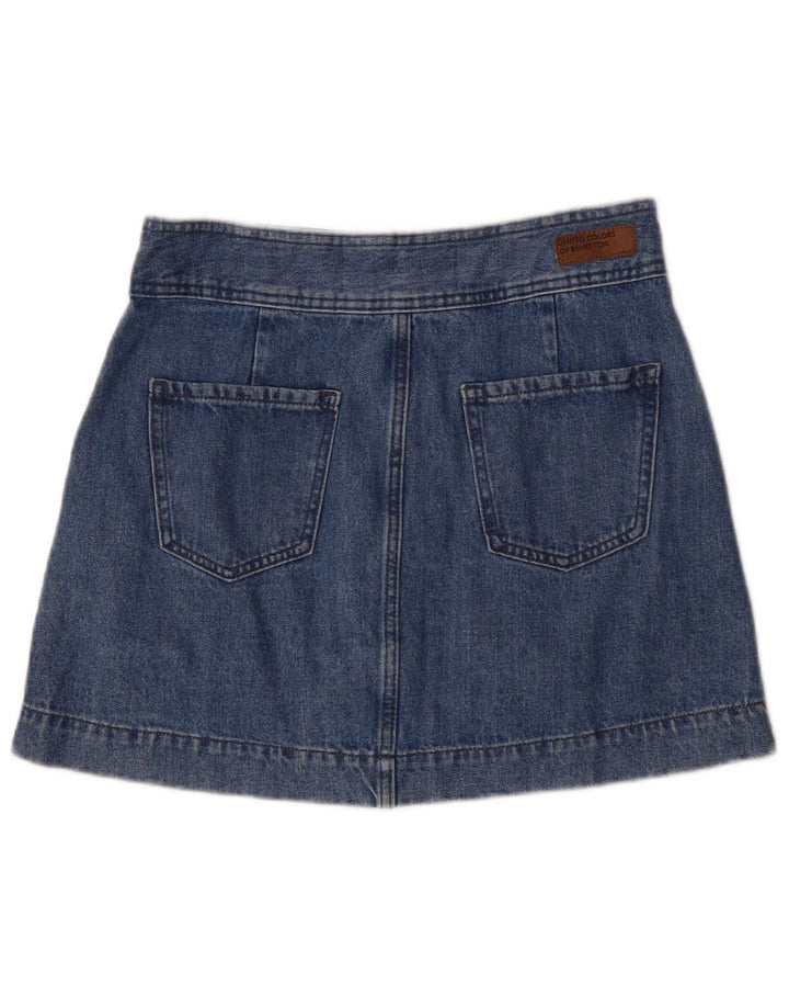 Fusta mini denim pentru femei Benetton UK 12 Medium W30 Bumbac albastru