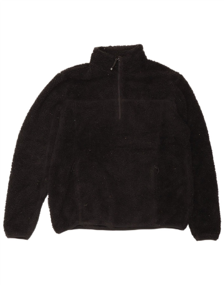Jumper pentru bărbați Mountain Warehouse, cu fermoar și gât, din lână, mare, negru, poliester