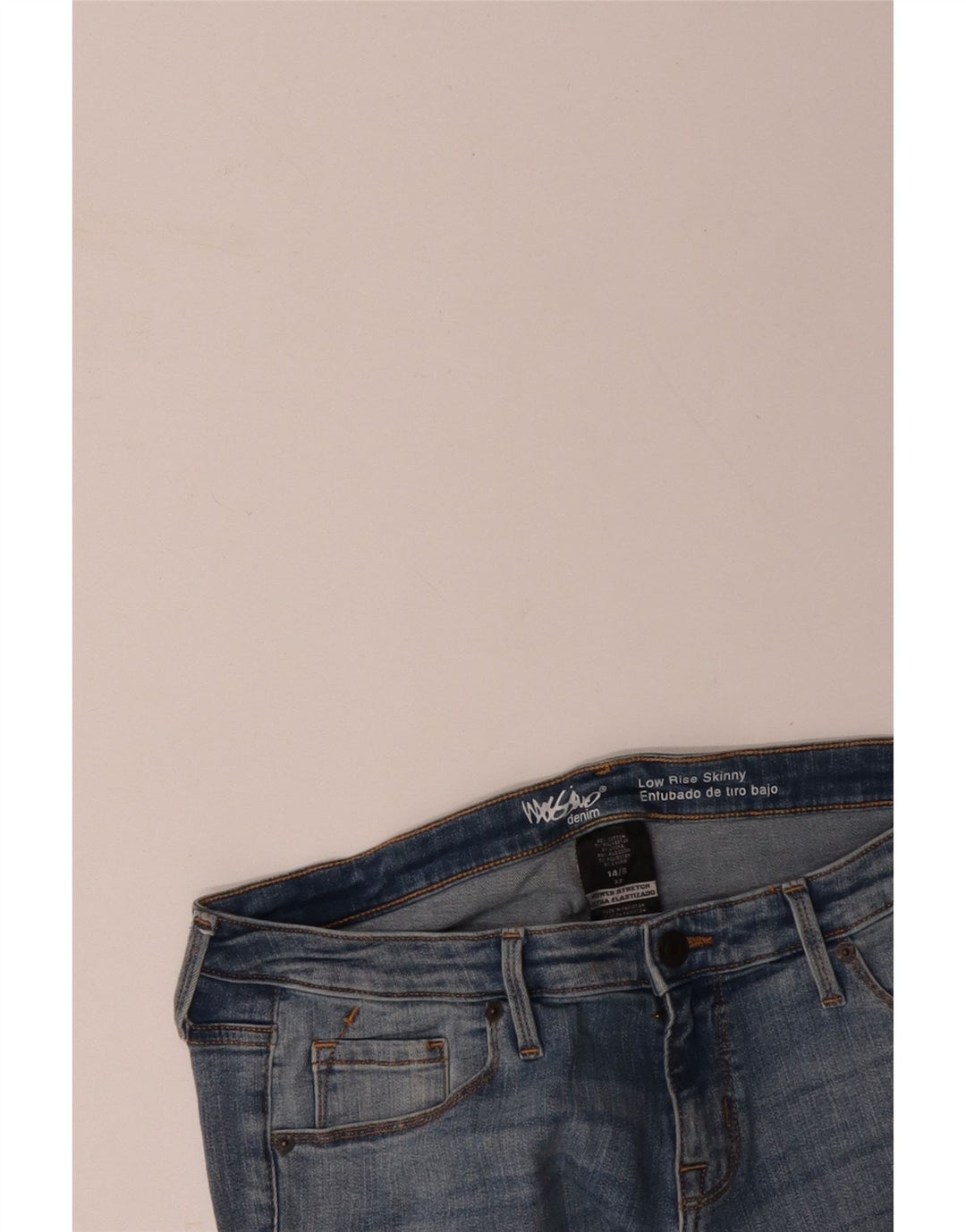 MOSSIMO Blugi skinny pentru femei cu talie joasă US 14 Large W34 L28 Blue Bumbac