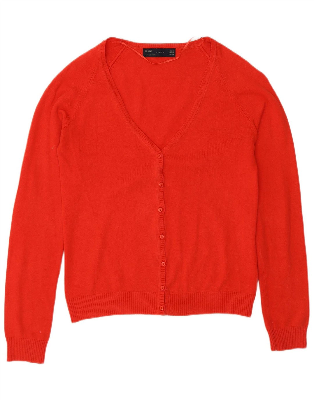 Pulover cardigan pentru femei Zara UK 12, bumbac roșu mediu