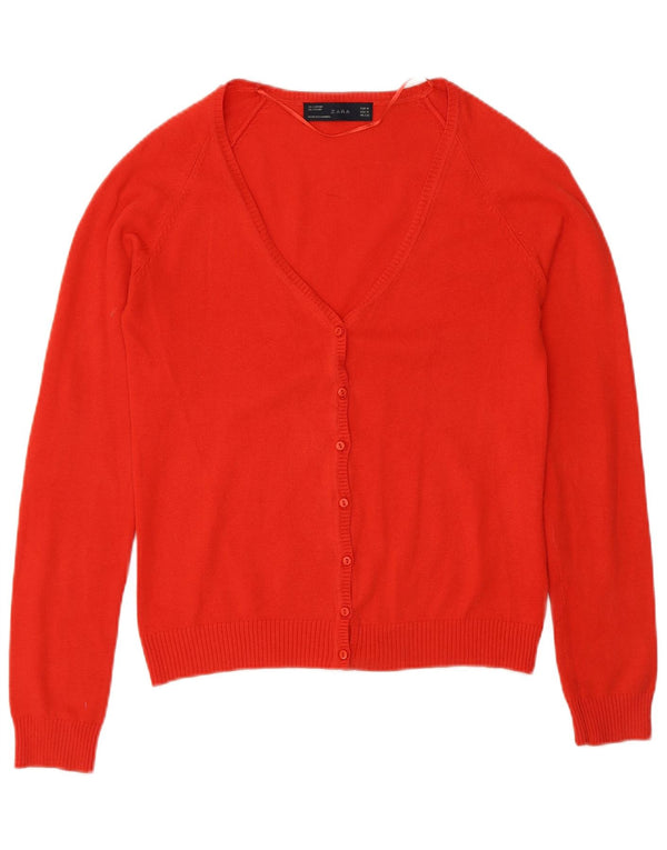 Pulover cardigan pentru femei Zara UK 12, bumbac roșu mediu