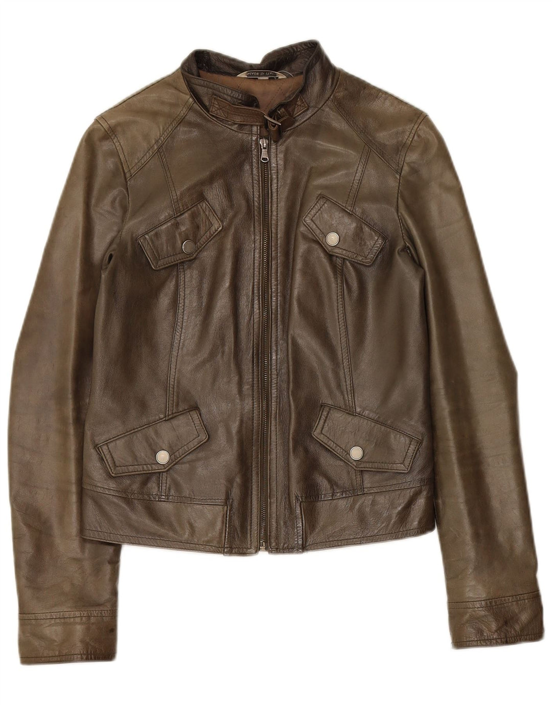 Geaca de piele vintage pentru femei IT 42 Medium Khaki Leather