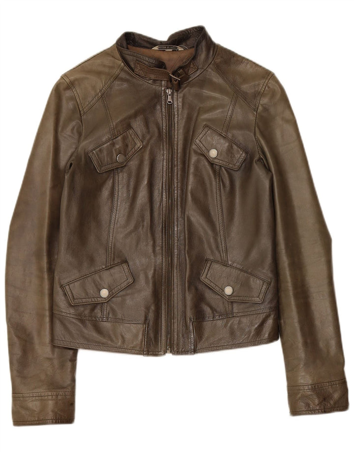 Geaca de piele vintage pentru femei IT 42 Medium Khaki Leather