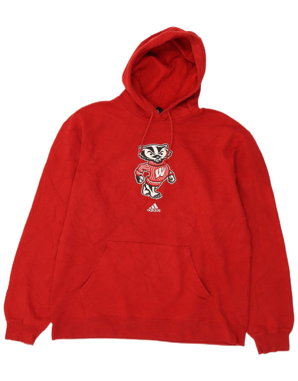 Adidas pentru bărbați Wisconsin Badgers Graphic Hoodie Jumper XL, bumbac roșu