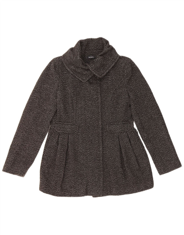 Max & Co. Palton pentru femei UK 8 Small Black Herringbone Wool