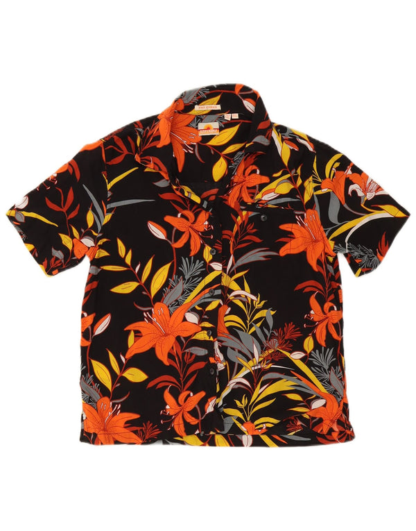 Cămașă cu mânecă scurtă pentru femei Superdry UK 10 Mic Negru Floral Hawaiian