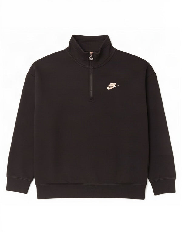 Pulover supradimensionat cu grafic Nike pentru femei UK 10 Bumbac negru mic