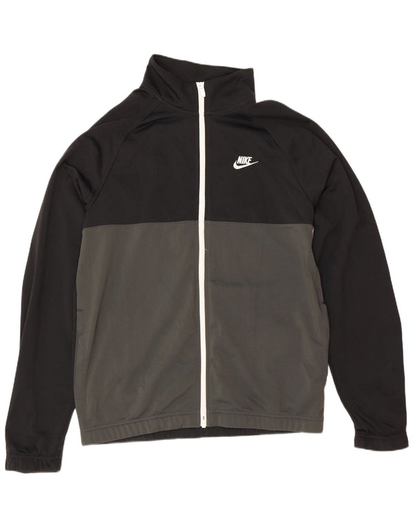 Jachetă de top Nike pentru bărbați, cu croială regulată, neagră medie, sport cu blocuri de culoare