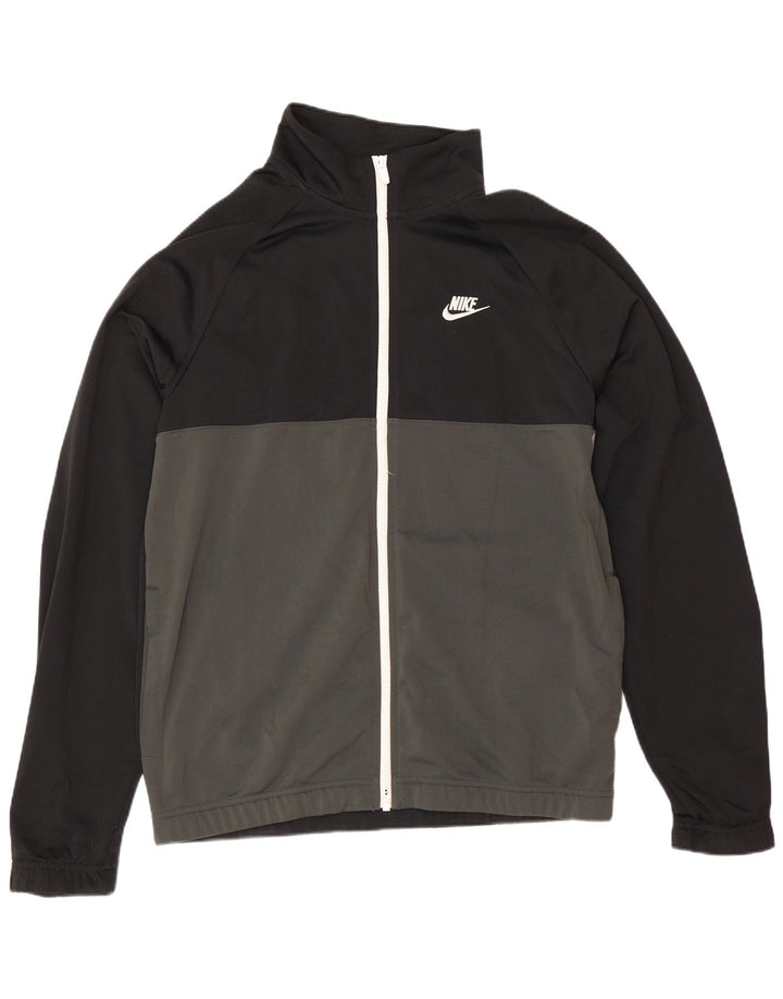 Jachetă de top Nike pentru bărbați, cu croială regulată, neagră medie, sport cu blocuri de culoare