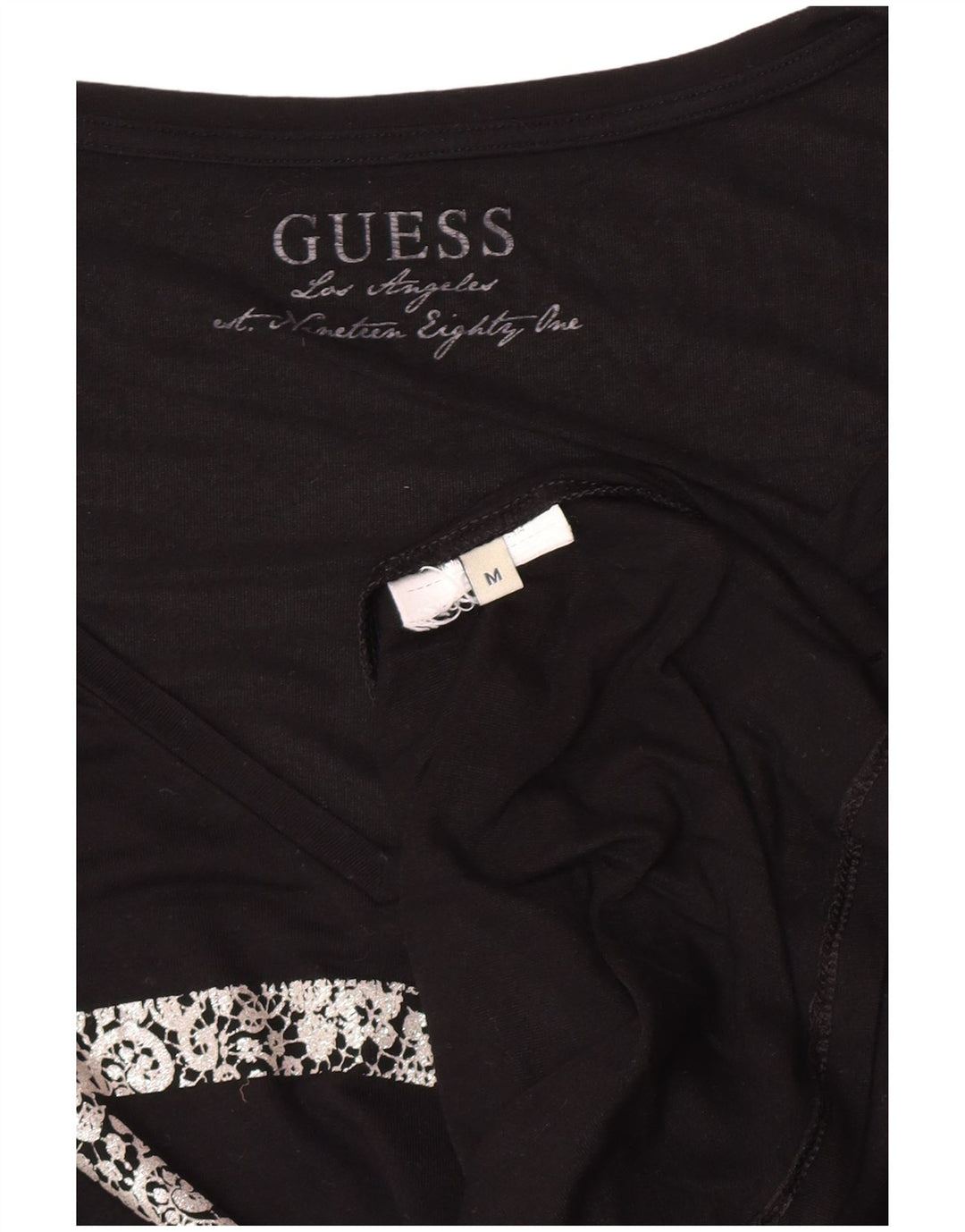 Guess Top grafic pentru femei cu mânecă lungă UK 12 Medium Black