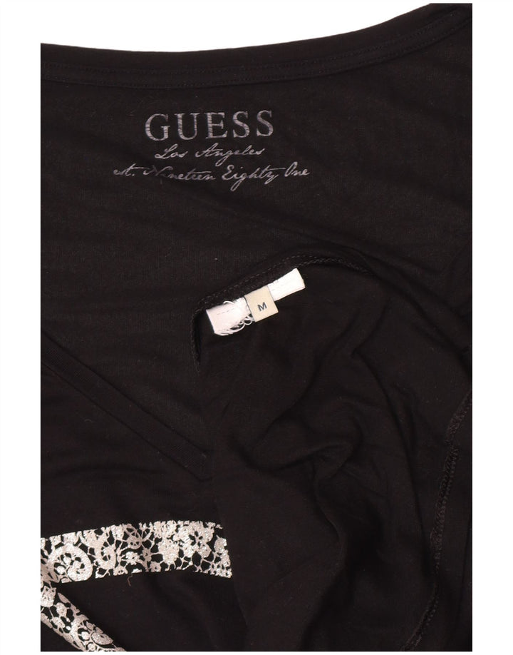 Guess Top grafic pentru femei cu mânecă lungă UK 12 Medium Black