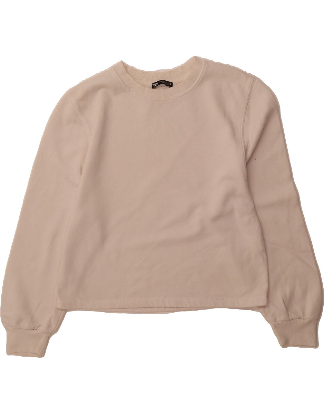ZARA Womens Crop Sweatshirt Jumper UK 14 Medium Off White Vintage Zara and Second-Hand Zara from Messina Hembry 