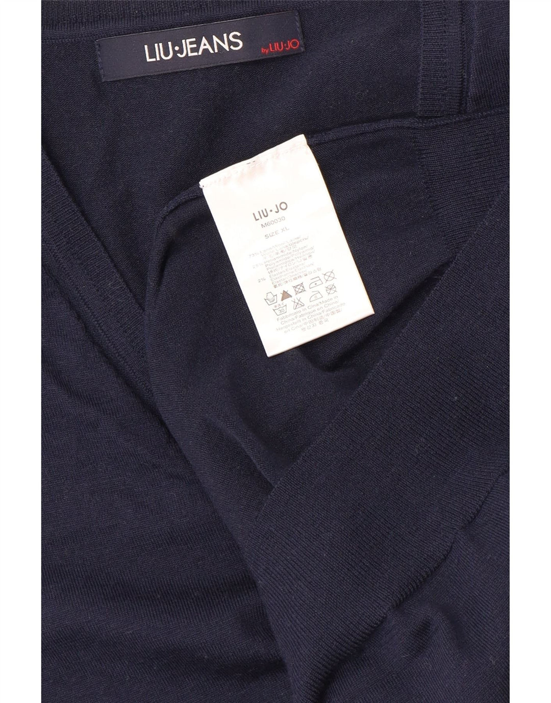 Pulover de damă LIU JO cu decolteu în V UK 18 XL Lână bleumarin