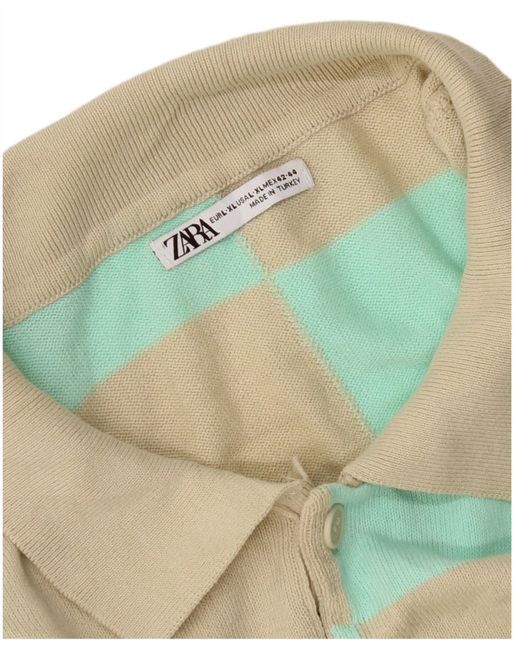 Tricou polo pentru bărbați Zara, mare, bej, geometric
