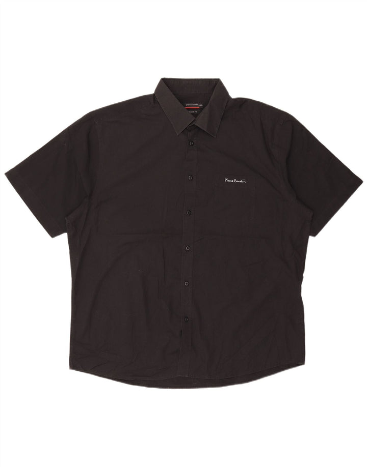 Cămașă cu mânecă scurtă pentru bărbați Pierre Cardin, cu ajustare normală, 3XL, poliester negru