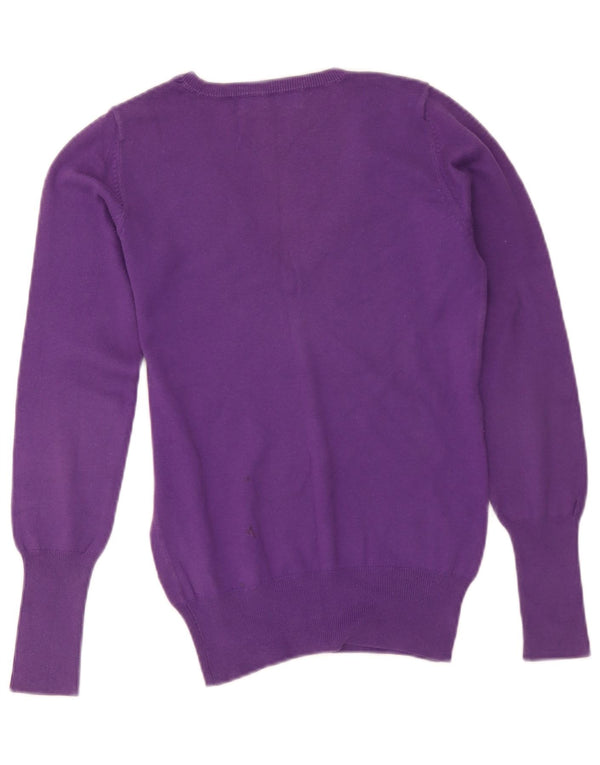 Pulover pentru femeie Zara, cu decolteu în V, UK 12, bumbac violet mediu