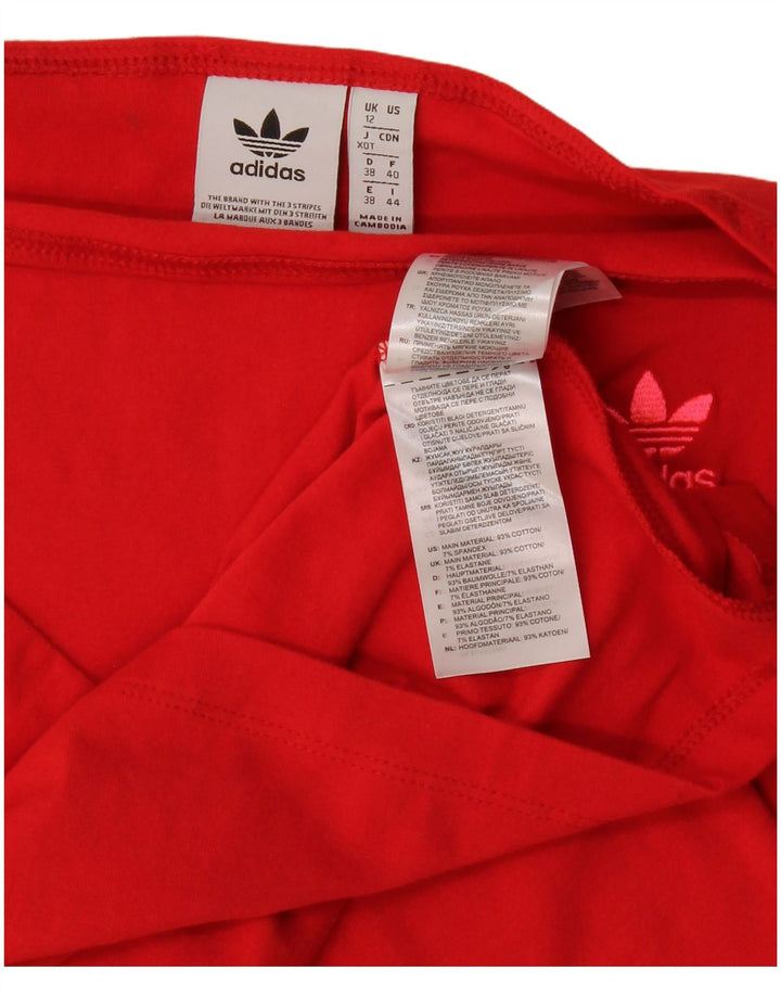 Rochie mini Adidas pentru femei cu umăr deschis UK 12, bumbac roșu mediu