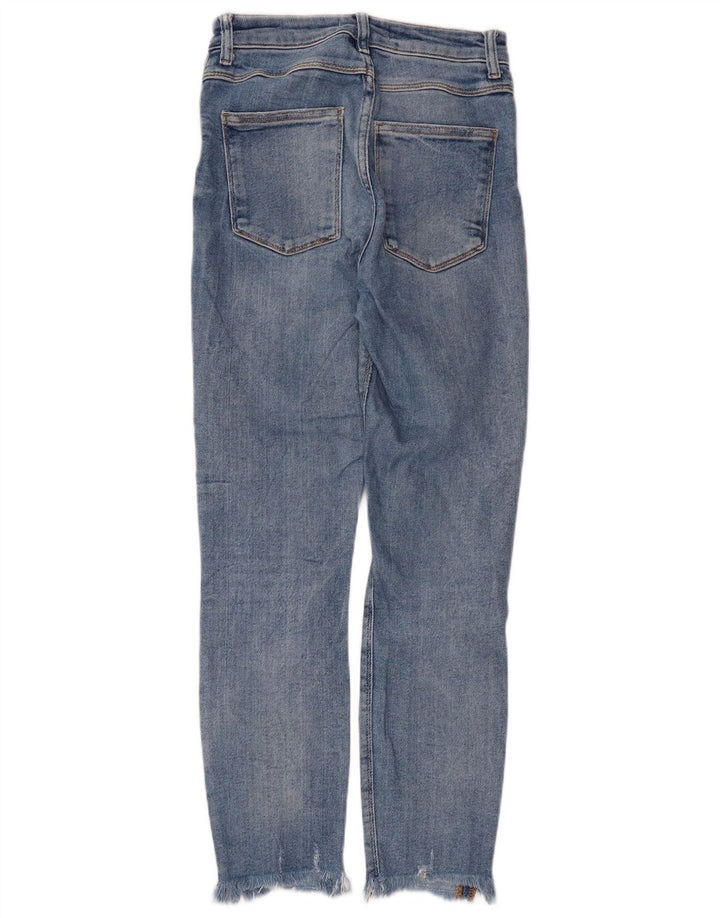 Blugi slim pentru femei Distressed Zara EU 38 Small W28 L26 Albastru