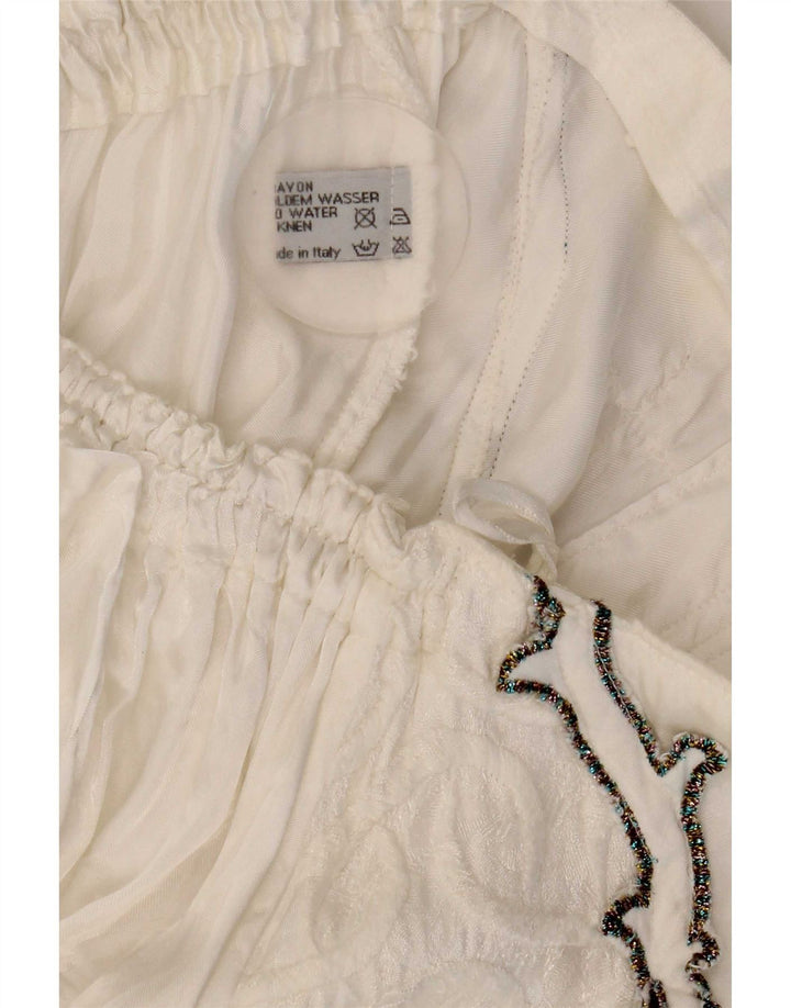 Fusta evazată pentru femei Vintage W27 Viscoză Florală Albă Mic