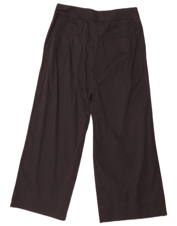 Marella Womens Wide Leg Cropped Trousers UK 10 Small W30 L26 Black Cotton