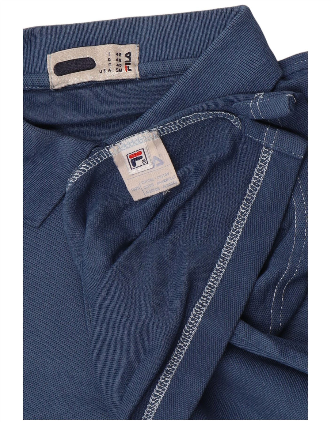 FILA Mens Polo Shirt IT 48 Medium Navy Blue Cotton
