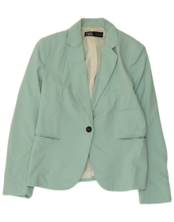 Blazer pentru femei Zara cu 1 nasture EU 40 Poliester verde mediu