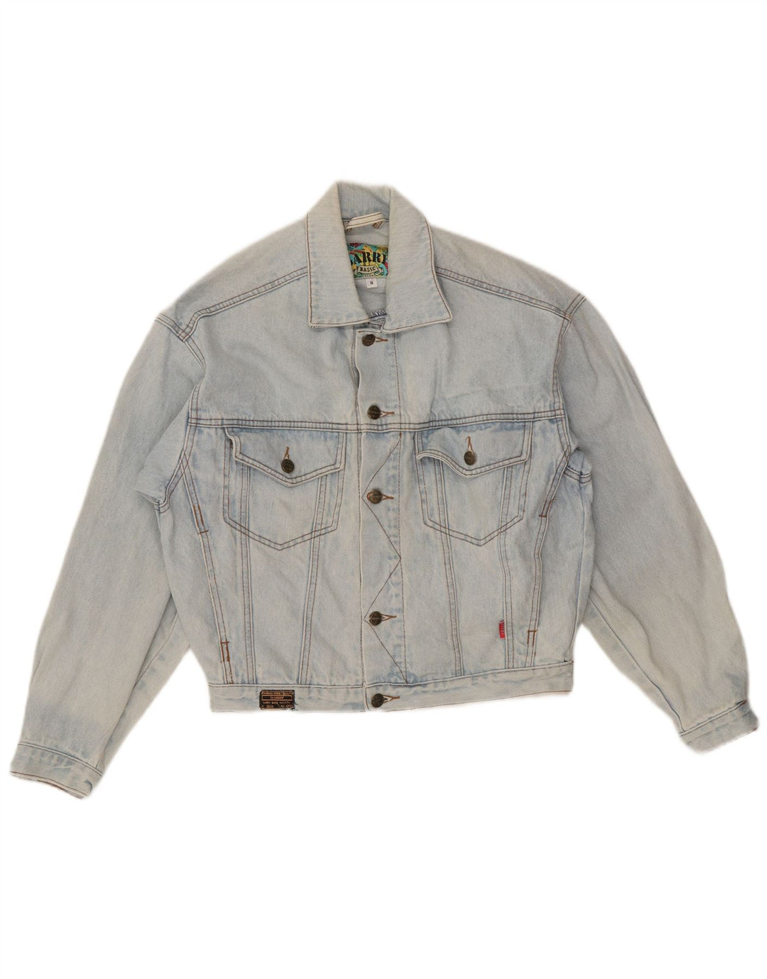 VINTAGE Jachetă de blugi oversize pentru femei UK 10 Bumbac albastru mic