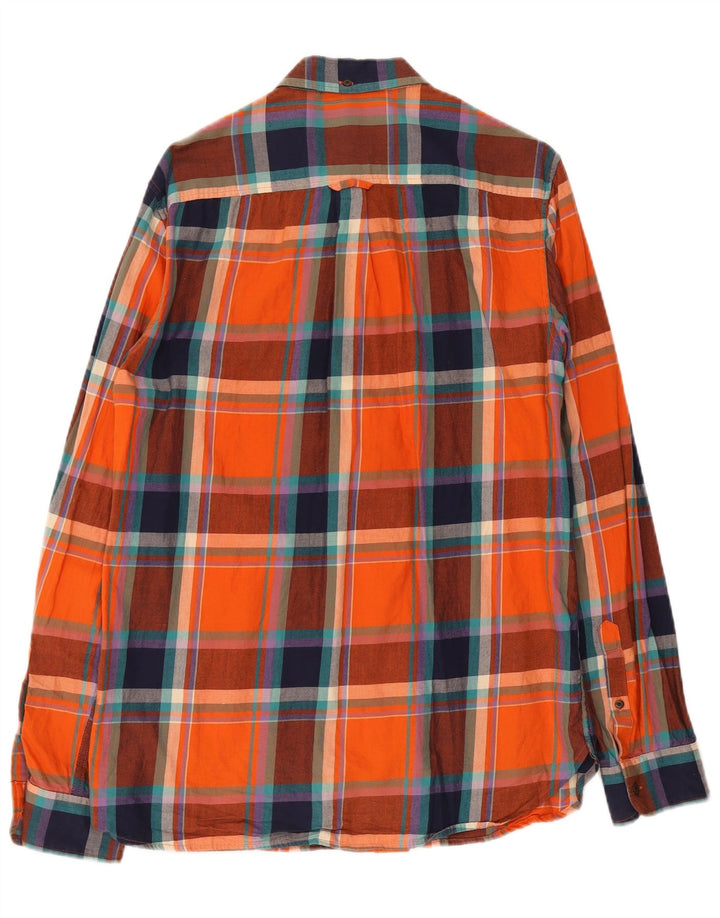 Cămașă de flanel pentru bărbați Superdry, bumbac carouri portocaliu mare