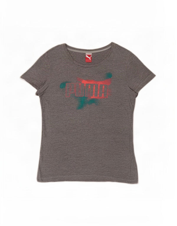 Puma Womens Graphic T-Shirt Top UK 10 Small Grey