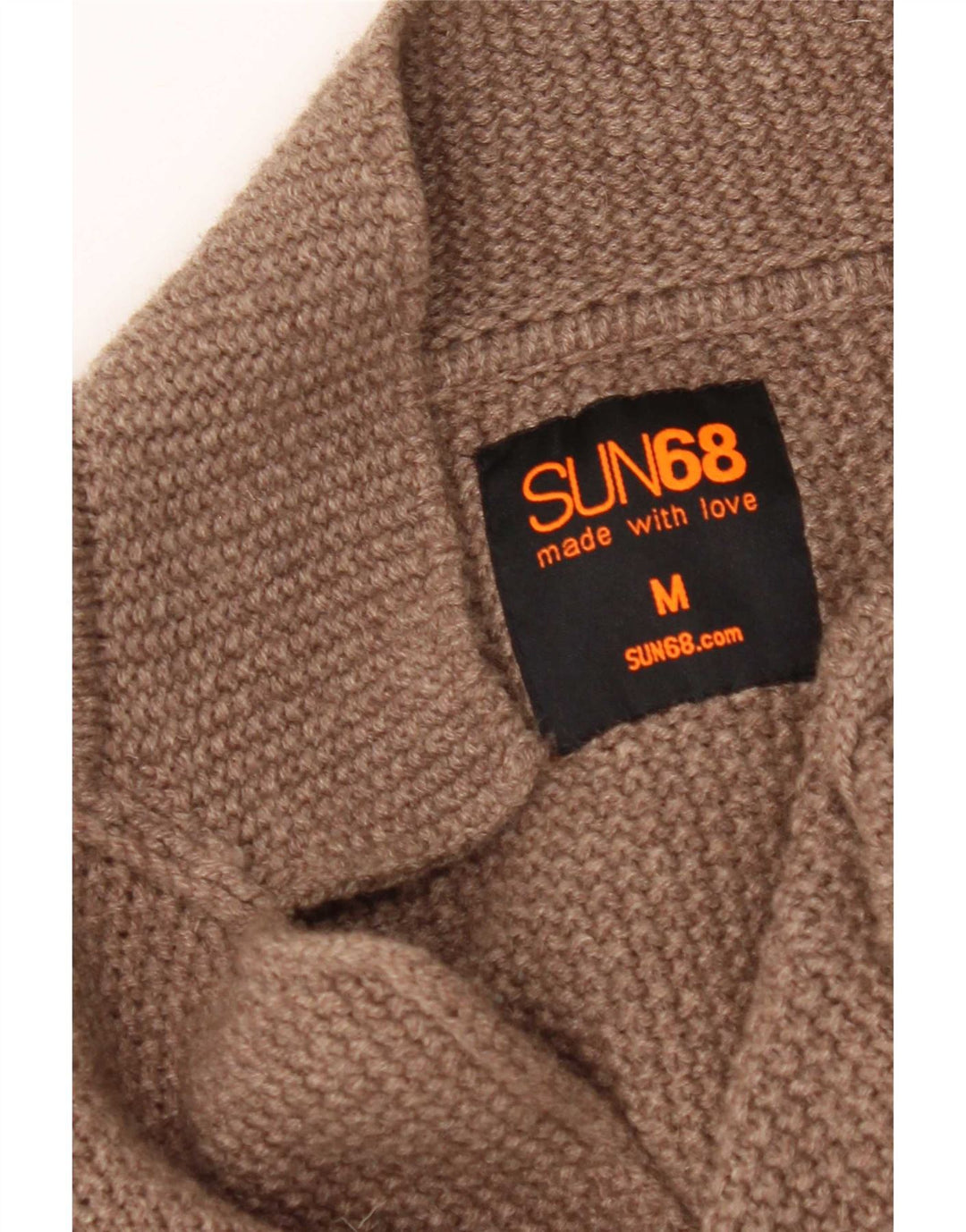 Sun68 Pulover Cardigan Bărbați Lână Maro Mediu