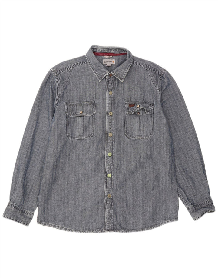 Cămașă Carhartt pentru bărbați, slim fit, mare, albastru, din bumbac