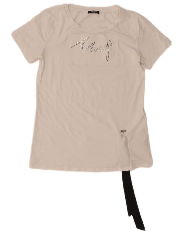 Tricou grafic Liu Jo pentru femei Top UK 10 Small White Bumbac