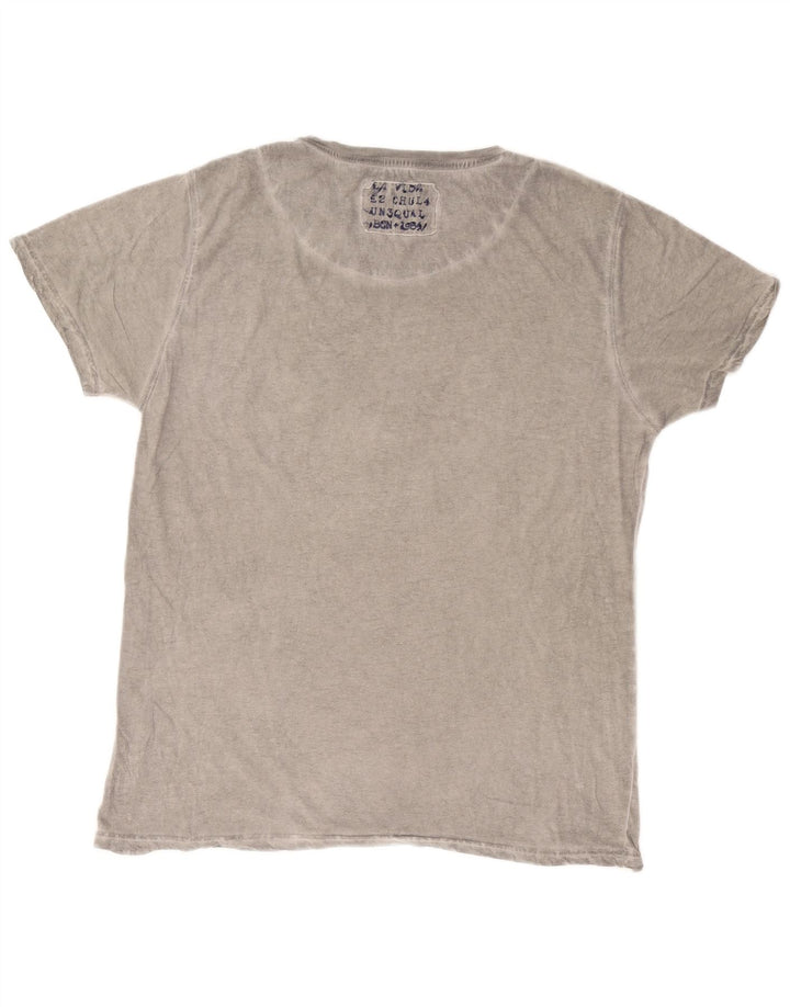 DESIGUAL Mens Graphic T-Shirt Top 2XL Grey Cotton